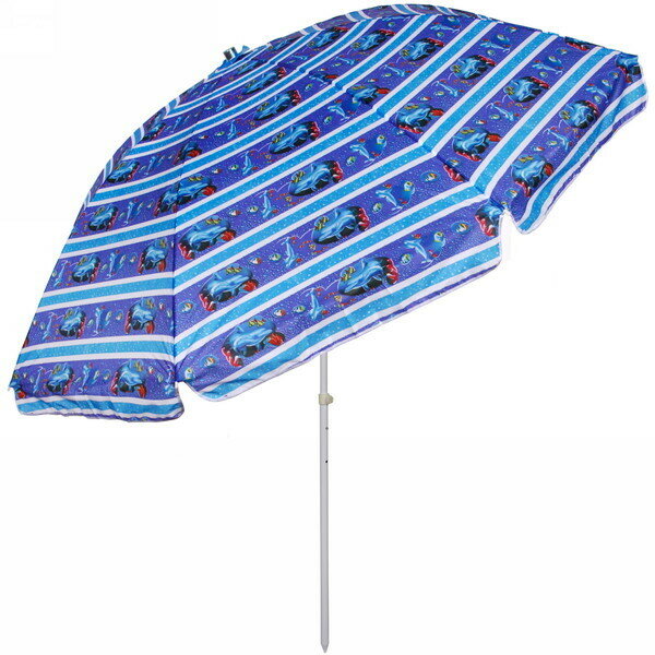 Зонт пляжный D=240см, h-220см «Морские жители» с механизмом наклона ДоброСад - фотография № 1