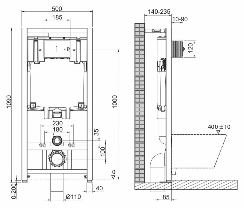 Комплект 3 в 1 BelBagno Унитаз Uno BB3105CHR/SC+Система инсталляции BB002-80+Кнопка BB014-SR-BIANCO - фото №5