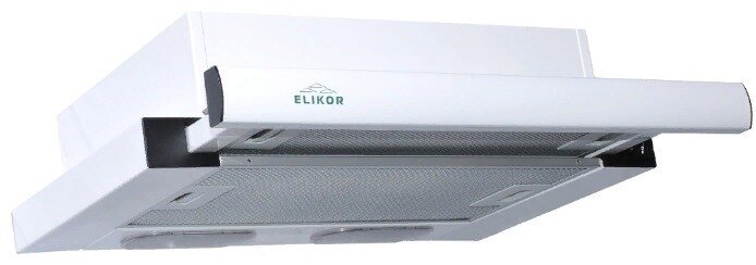 Вытяжка кухонная встраиваемая телескопическая Elikor / Эликор Интегра 50П-400-В2Л металл белый 2 режима 2 скорости 55Дб 400м3/ч / вытяжная система вентиляции