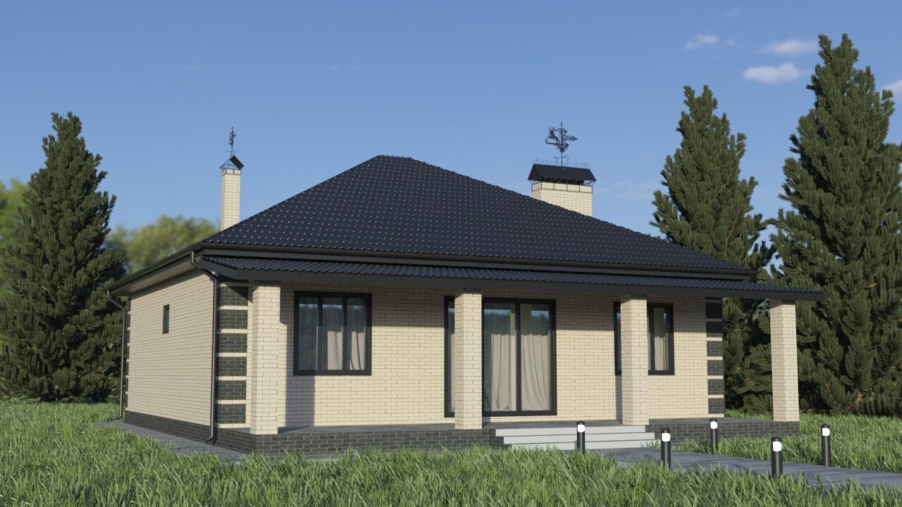 Проект дома SD-proekt (142.55 м2, 12,21*13,93 м, газобетон 300 мм, утеплитель 50 мм, облицовочный кирпич) - фотография № 4