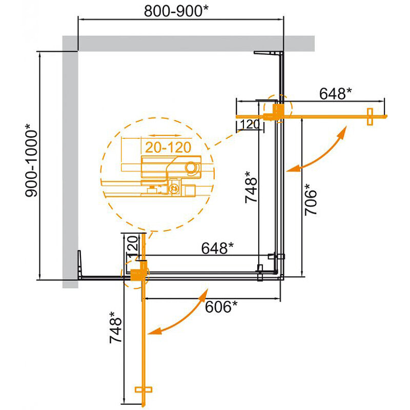 Душевой уголок Cezares Slider 90x100 SLIDER-AH-2-80/90-90/100-C-NERO профиль Черный матовый стекло прозрачное - фотография № 11