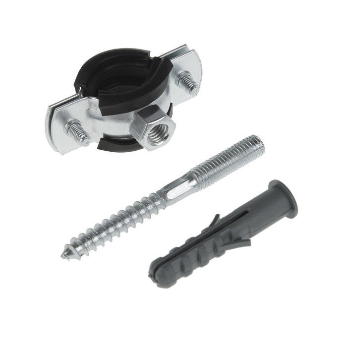 фото Хомут сантехнический TAEN, 3/8, 6-20 мм, в комплекте шпилька сантех М8*80 и дюбель 1 шт