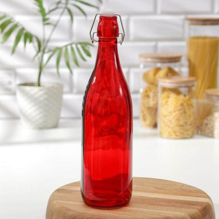 Бутылка стеклянная для соусов и масла с бугельным замком «Галерея», 1,11 л, 9×32 см цвет микс - фотография № 1