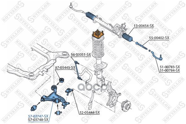 57-03747-Sx_рычаг Левый Volvo Xc90 All 03-08 Stellox арт. 5703747SX