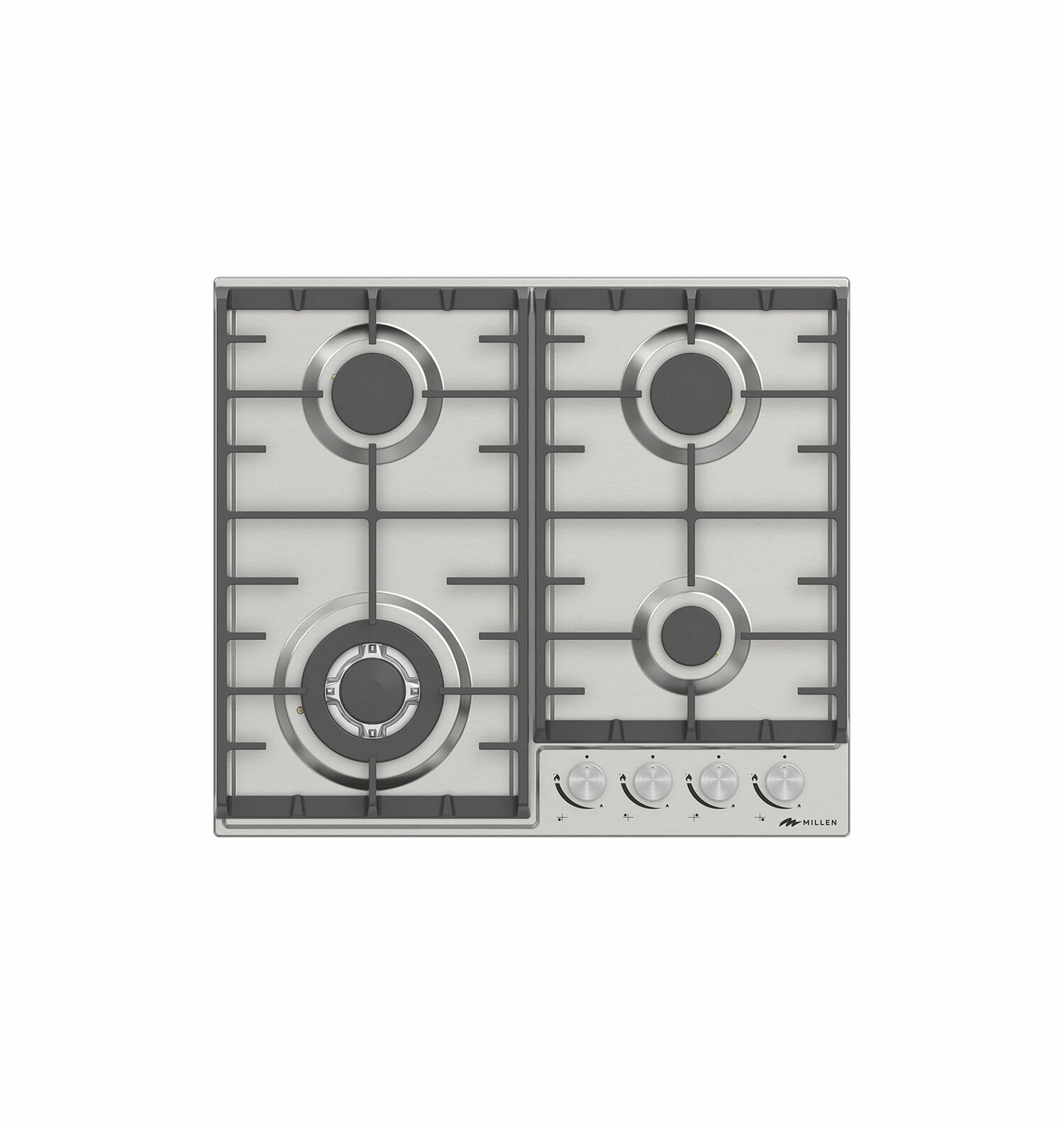 Варочная панель встраиваемая, газовая MILLEN MGH 602 IX, серый металлик - фотография № 2