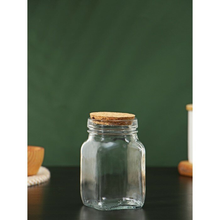 Банка стеклянная для сыпучих продуктов с пробковой крышкой BellaTenero «Эко», 270 мл, 6×10,5 см - фотография № 3