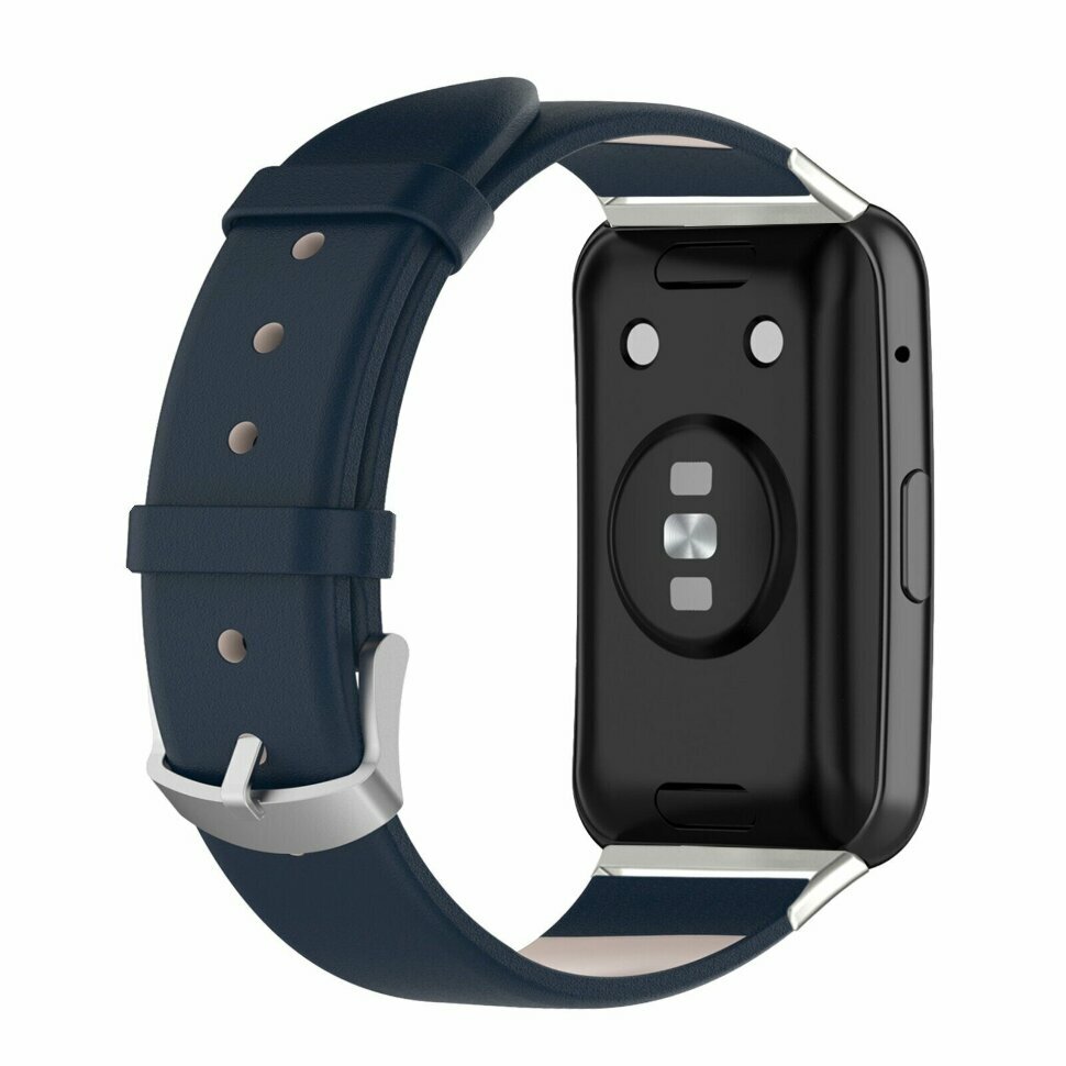 фото Кожаный ремешок для Huawei Watch Fit TIA-B09 (темно-синий)