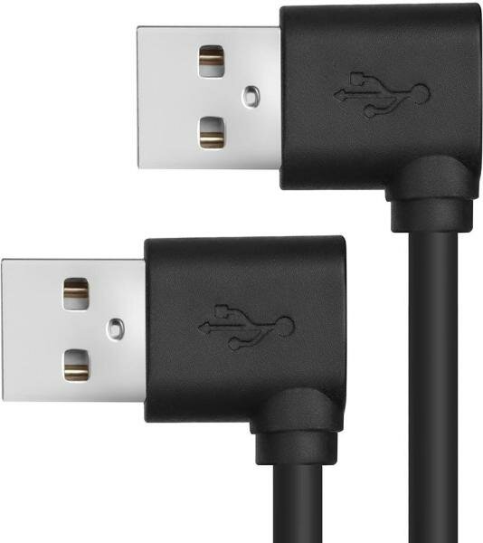 Greenconnect Кабель 0.2m USB 2.0, AM угловой/AM угловой, 28/28 AWG, экран, армированный, морозостойкий, GCR-AUM5AM-BB2S-0.2m