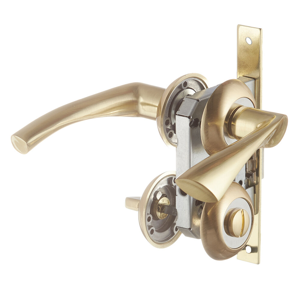 Комплект фурнитуры для двери Corsa Deco с замком и фиксатором (золото) (669859) - фотография № 2