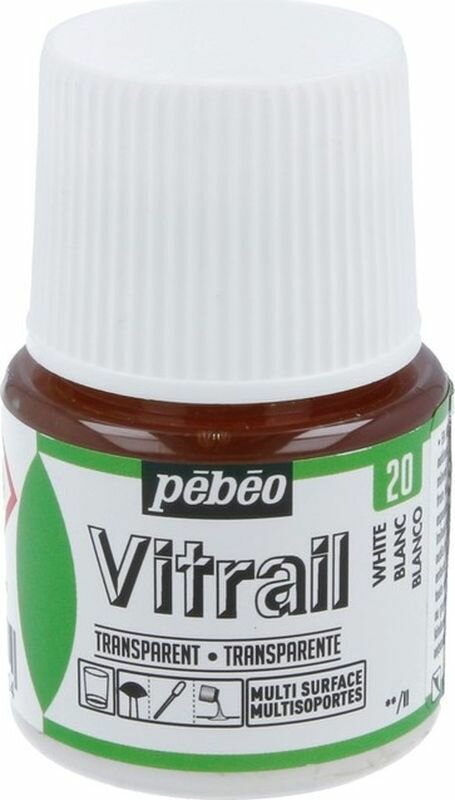 фото Pebeo Краска для стекла и металла Vitrail лаковая прозрачная цвет 050-020 белый 45 мл