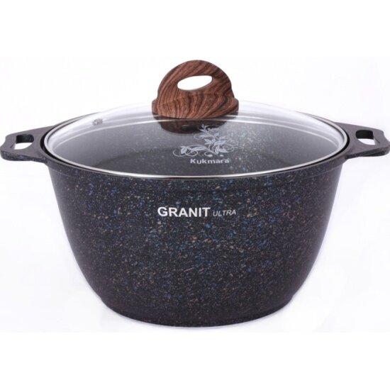 KUKMARA Кастрюля 3л со стеклянной крышкой Granit ultra blue (кгг32а)