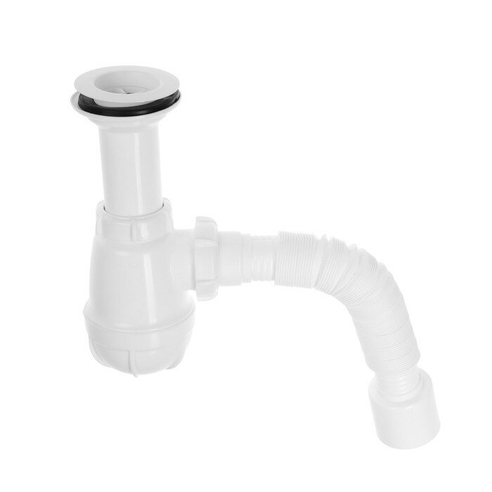 фото Сифон для мойки Aquant, 1 1/2" x 40/50 мм, с удлиненной горловиной, с пластиковой решеткой
