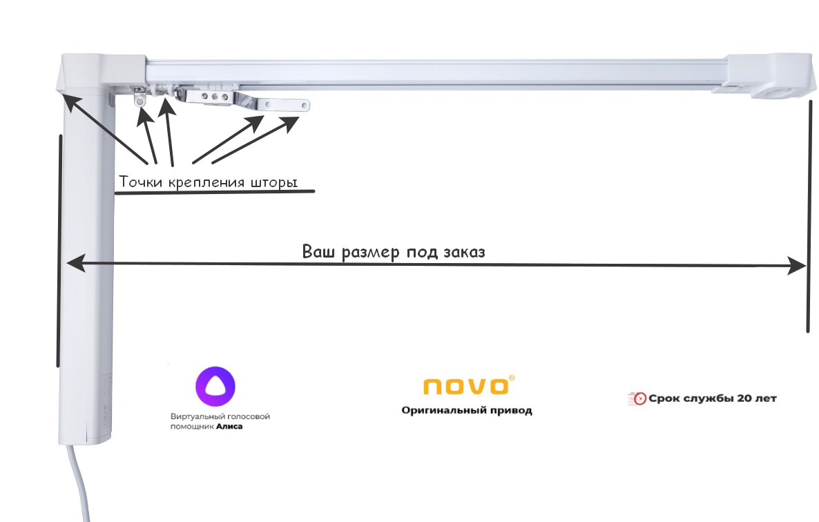 Электрокарниз Novo N21 WiFi (управление: пульт+телефон+Алиса)