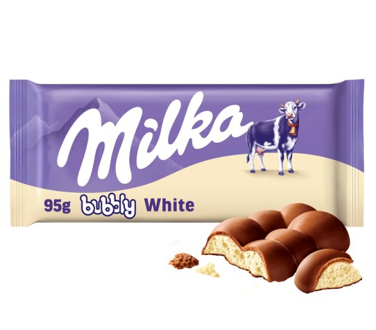 Шоколад молочный Милка с начинкой из пористого белого шоколада 95г / Milka Bubbly White 95g