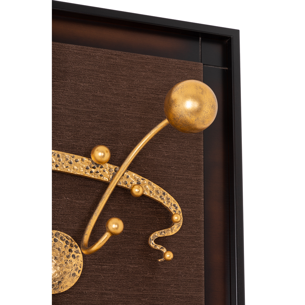 Настенная деревянная вешалка для одежды BOGACHO Heri коричневая 3 крючка с декоративным панно и кованым элементом бронзового цвета ручная работа - фотография № 7