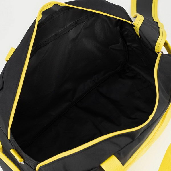 Сумка спортивная на молнии, без подкладки, 2 наружных кармана, цвет чёрный/жёлтый - фотография № 3