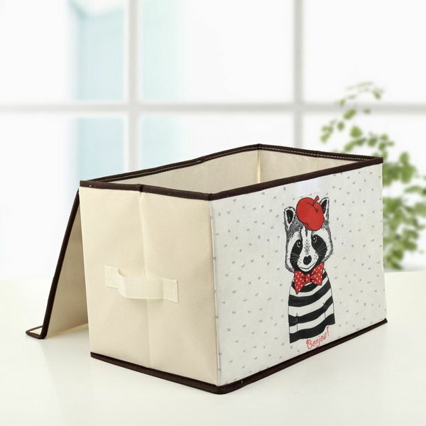 Короб стеллажный для хранения с крышкой "Енот", 38x25x24 см - фотография № 2