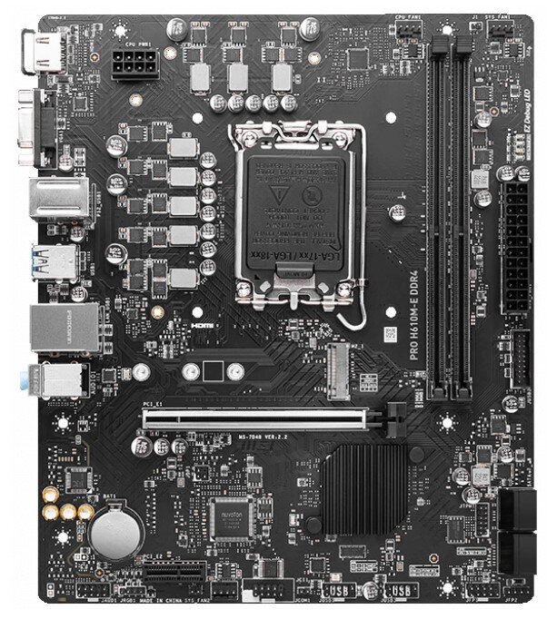 MSI Материнская плата Socket1700 MSI PRO H610M-E DDR4 (iH610, 2xDDR4, M.2, SATA III, PCI-E, D-Sub, HDMI, 1Гбит LAN, USB3.2, mATX) (ret)