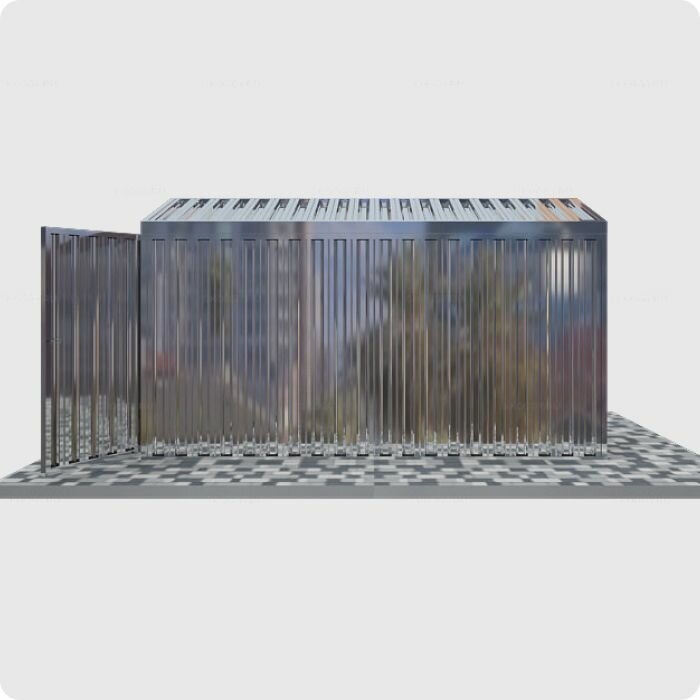 Хозблок металлический SKOGGY 4м, с двухскатной крышей, торцевой дверью и полом - фотография № 4