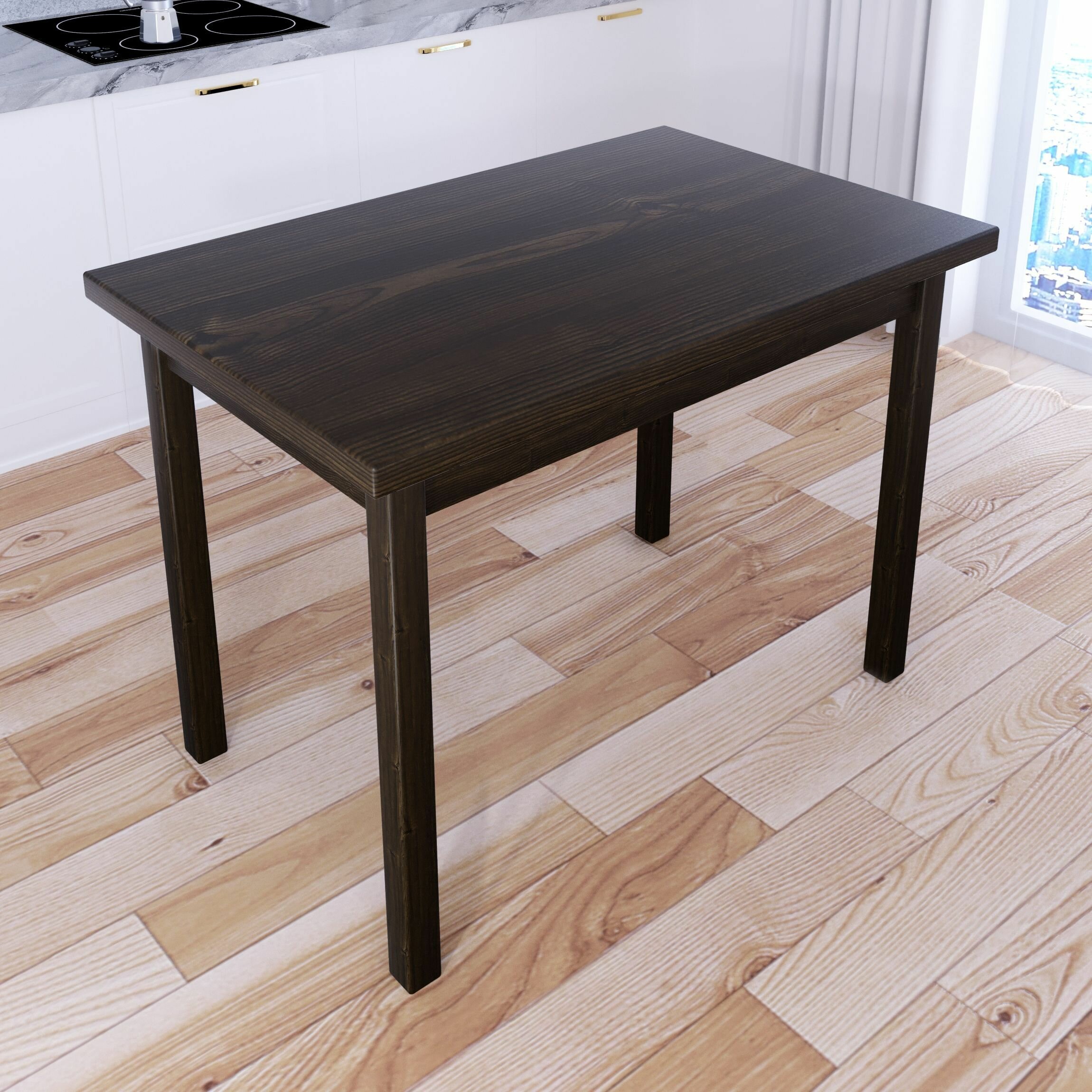 Стол кухонный Классика со столешницей из массива сосны 40 мм, цвет темный дуб, 90х60х75 см - фотография № 2