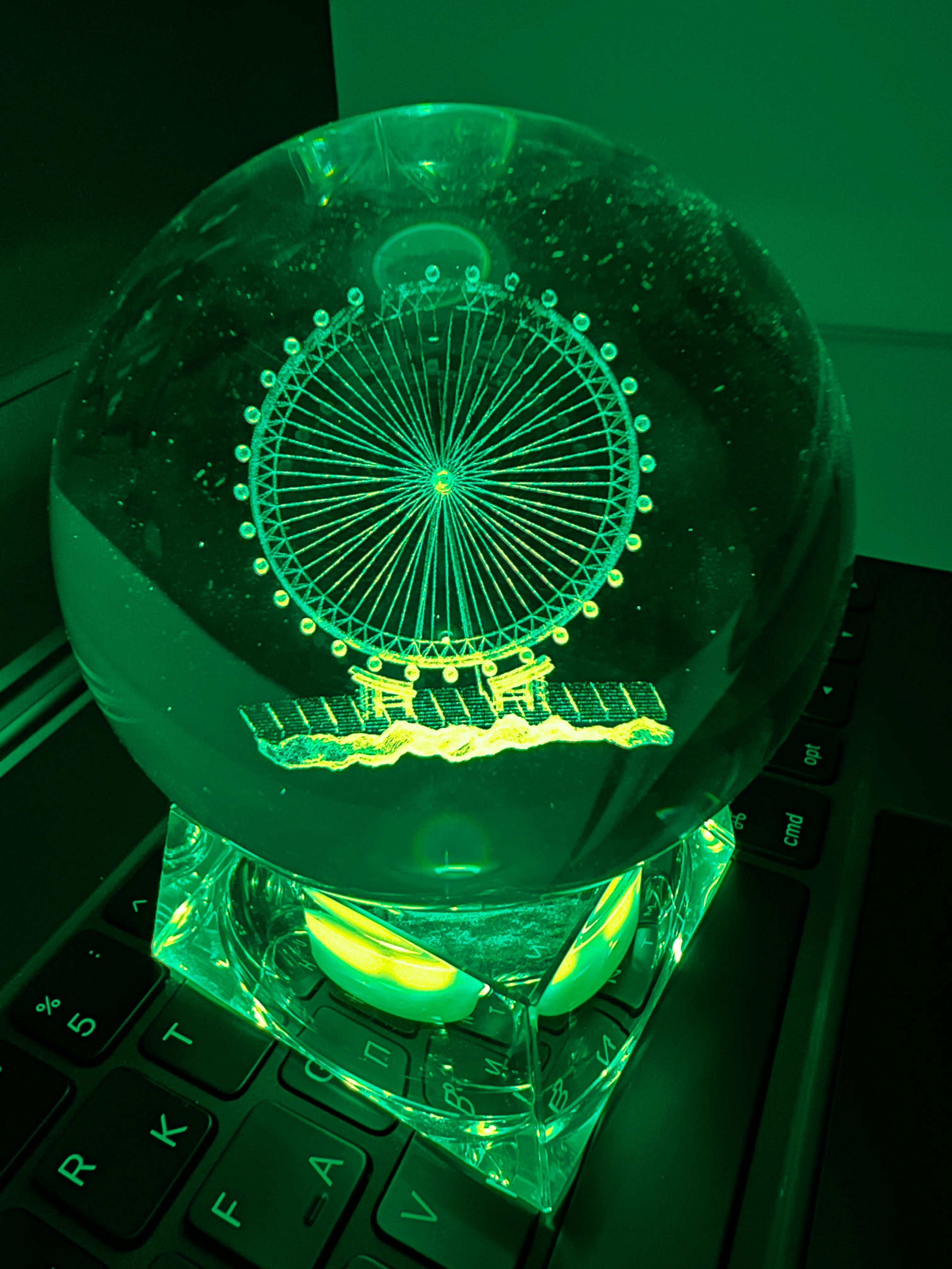 3D светильник Хрустальный шар "Чертово колесо" (диаметр 5 см) - фотография № 5