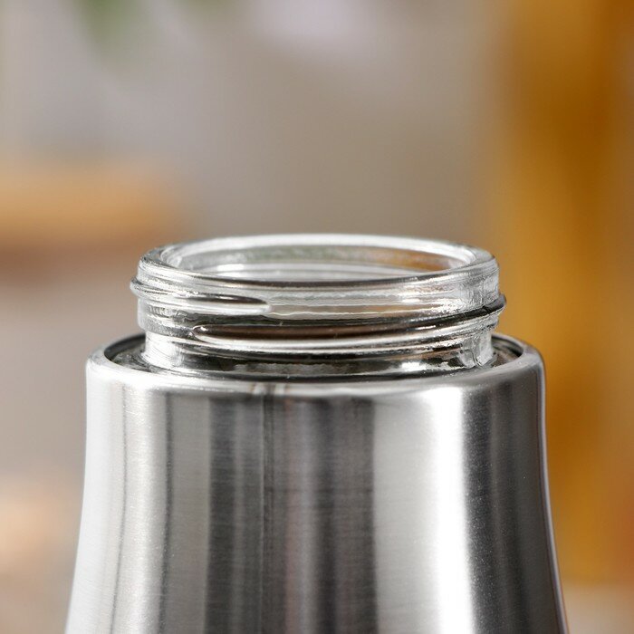 Бутыль стеклянная для соусов и масла «Стиль», 250 мл, h=18,5 см, цвет крышки чёрный - фотография № 4