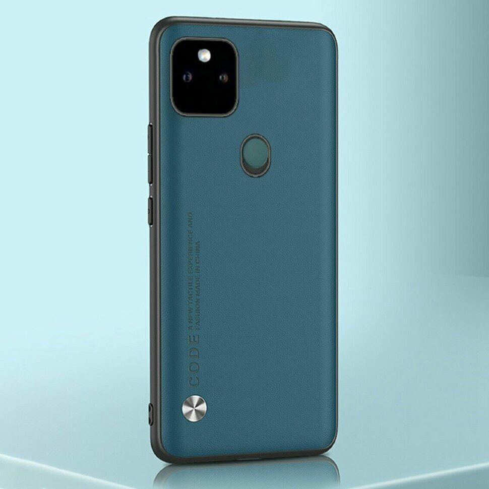 фото Чехол из искусственной кожи для Google Pixel 5a 5G (серо-синий)