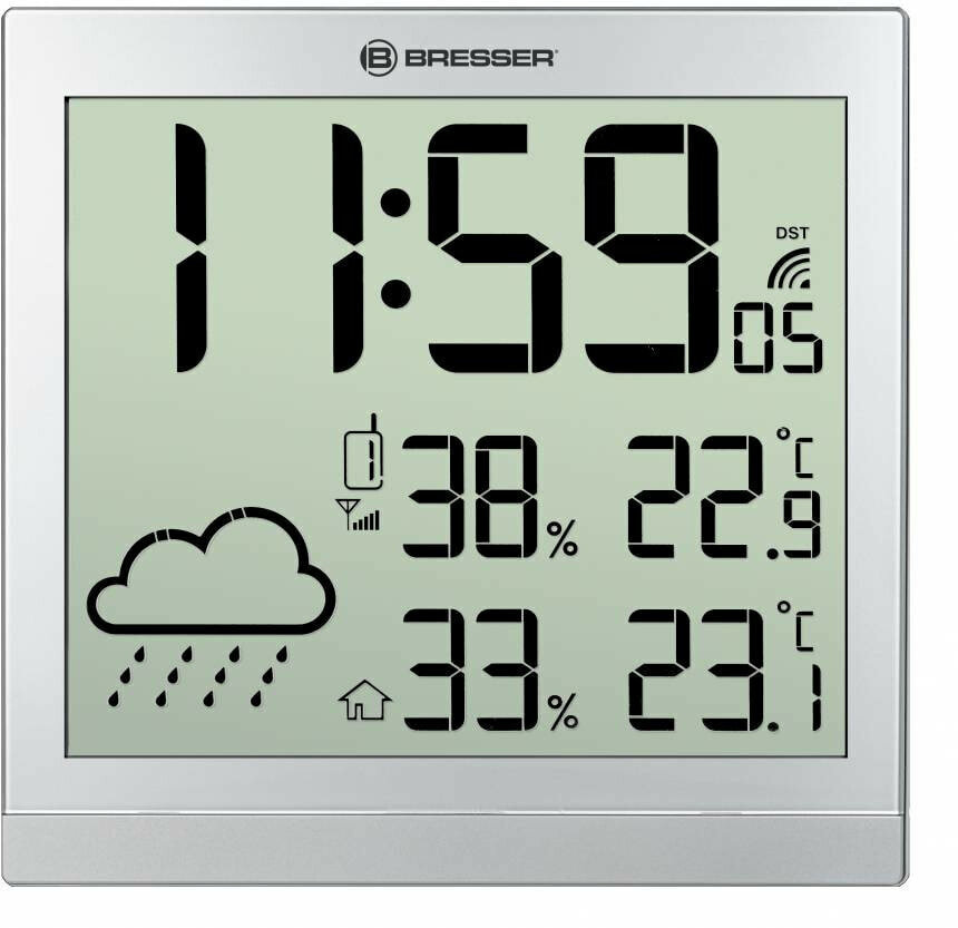 Bresser ClimaTemp JC LCD, Метеостанция (настенные часы), серебристая - фотография № 2