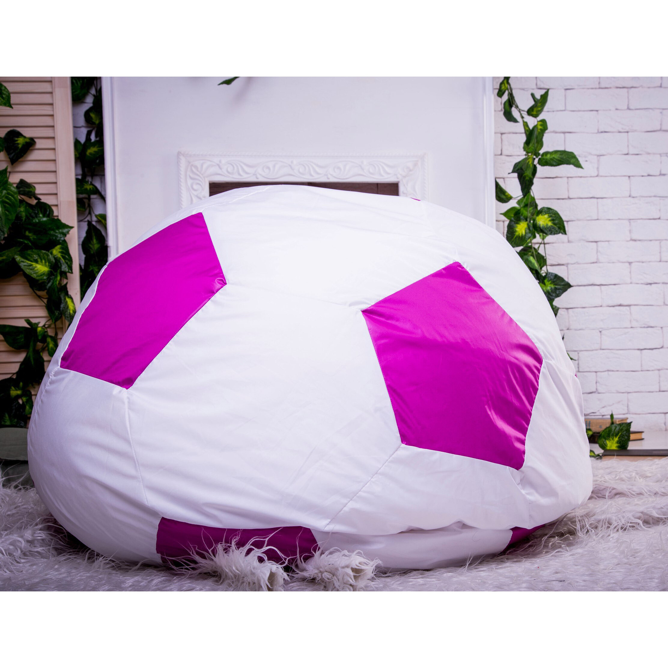 Мягкое кресло "Мяч" бело-сиреневое, ткань Дюспо милки, Диаметр 100см / 100 литров от производителя kreslo-Igrushka - фотография № 2