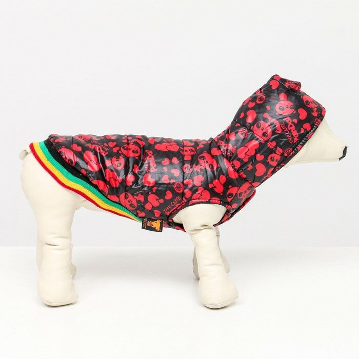 Курточка для собак "Пятнашки", размер 3 (ДС 28,ОШ 30, ОГ 42 см), красная - фотография № 2