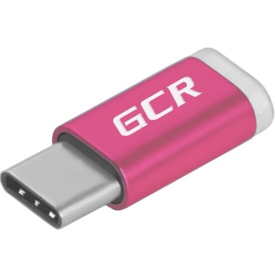 Переходник GCR USB Type C > MicroUSB 2.0, M/F, Розовый