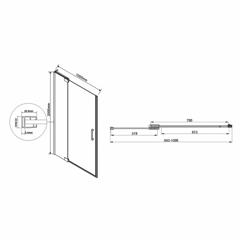 Душевая дверь Vincea Extra VDP-1E9010CL, 900/1000, хром, стекло прозрачное - фотография № 2