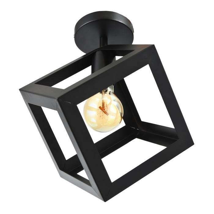 Люстра потолочная "Куб" черный 1x40W E27 16x16x19 см - фотография № 1