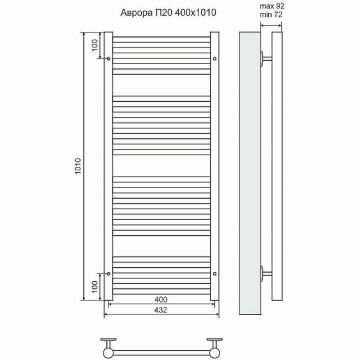 Полотенцесушитель водяной Terminus Аврора П20 400х1010 мм (4+6+6+4) хром из нержавеющей стали - фотография № 3