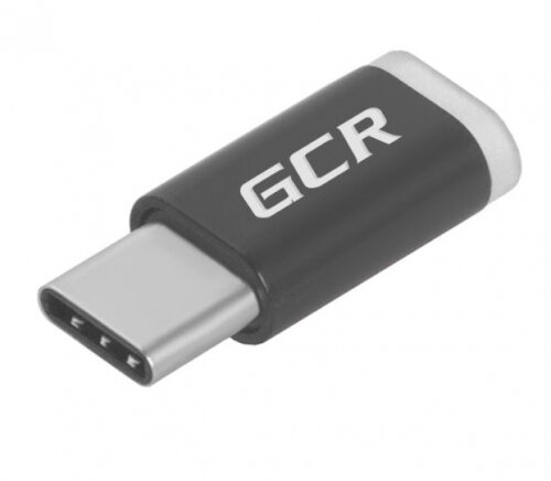 Переходник GCR USB Type C > MicroUSB 2.0, M/F, Черный