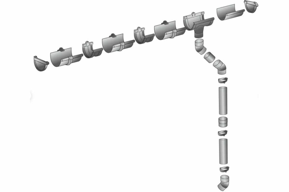 Комплект водосточной системы Murol ПВХ, белый G130 K1,5-L12H3W - фотография № 2