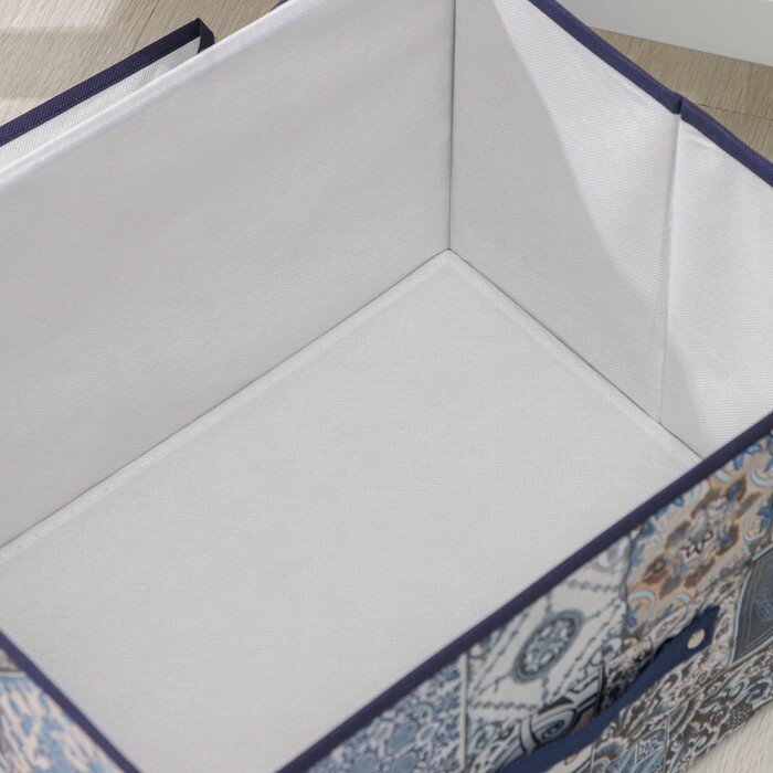 Доляна Короб стеллажный для хранения с крышкой Доляна «Мозаика», 40×30×25 см, цвет синий - фотография № 4
