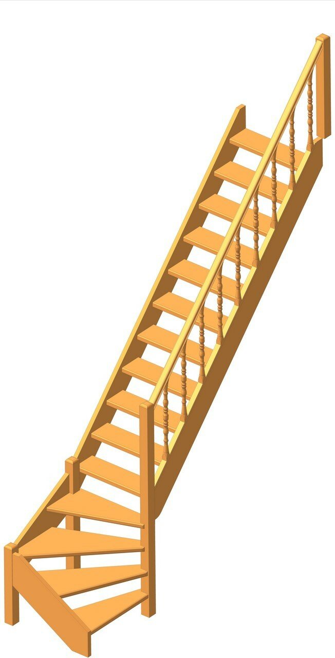 Деревянная межэтажная лестница ЛЕС-07 2930-3290 проем 2930-830 Сосна