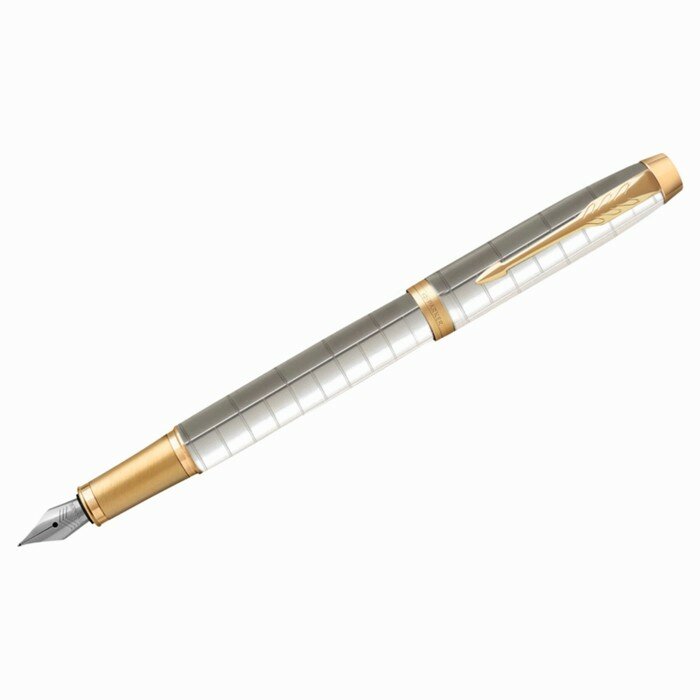 Ручка перьевая IM Premium F318 Pearl GT F, корпус из нержавеющей стали, синие чернила
