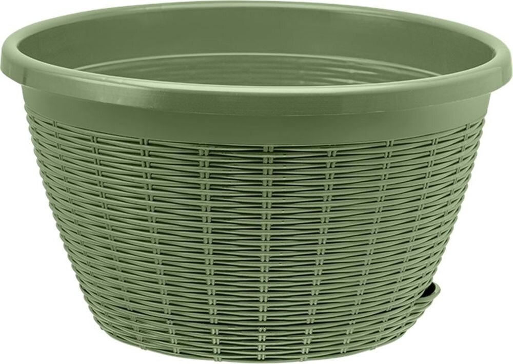 фото Кашпо с поддоном подвесное оливковый D27 H16