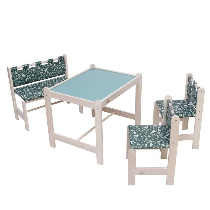 Набор детской игровой мебели: стол + 2 стула + скамья, «Каспер», синий - фотография № 1