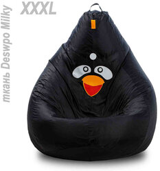 Кресло-мешок Angry Birds Bomb 135х95см Размер XXXL, из Deswpo Milky черная птичка Энгри Бердс