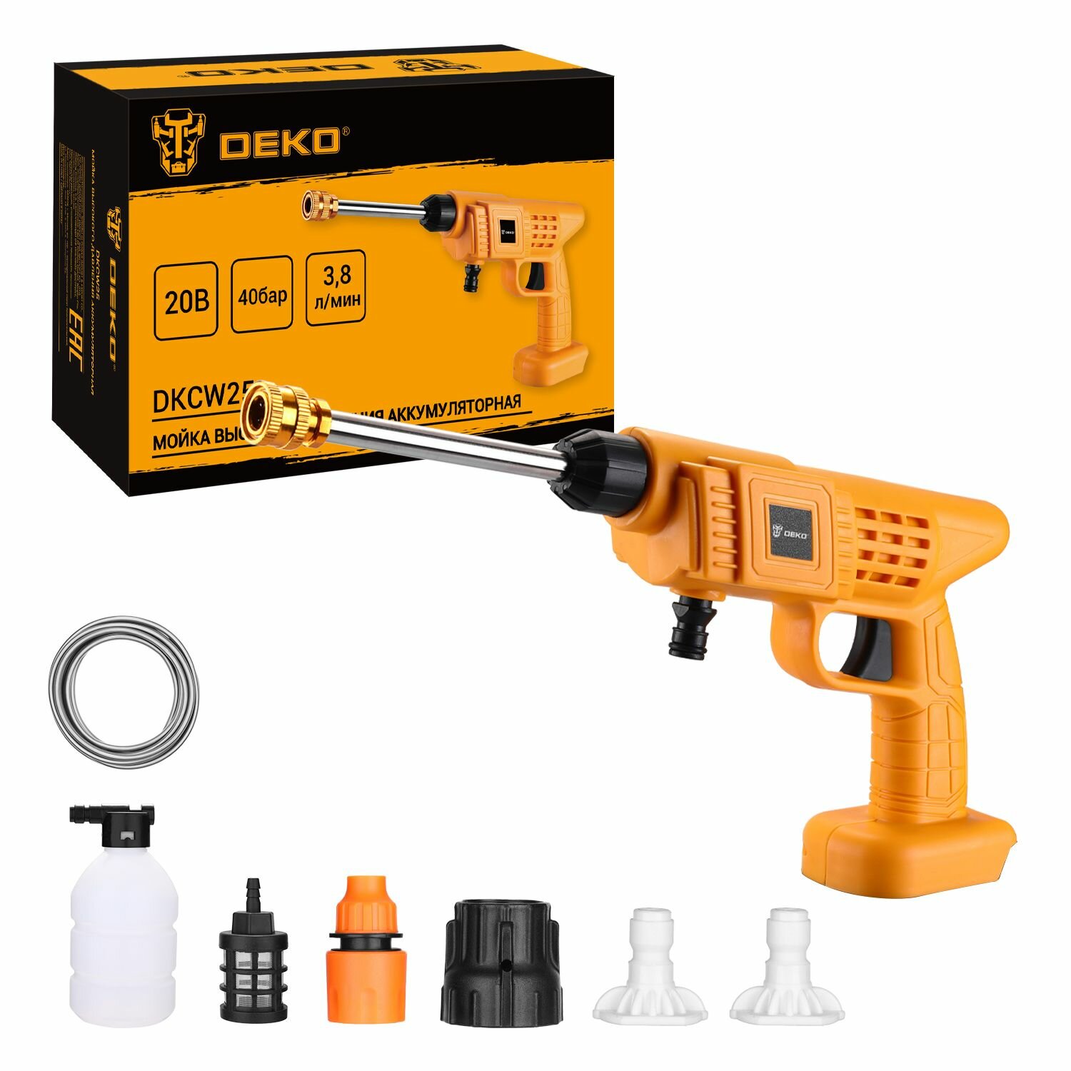 фото Мойка высокого давления аккумуляторная DEKO DKCW25, 40 бар