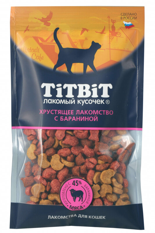 Лакомство для кошек TiTBiT хрустящее, с бараниной, 60 г*4 шт - фотография № 1