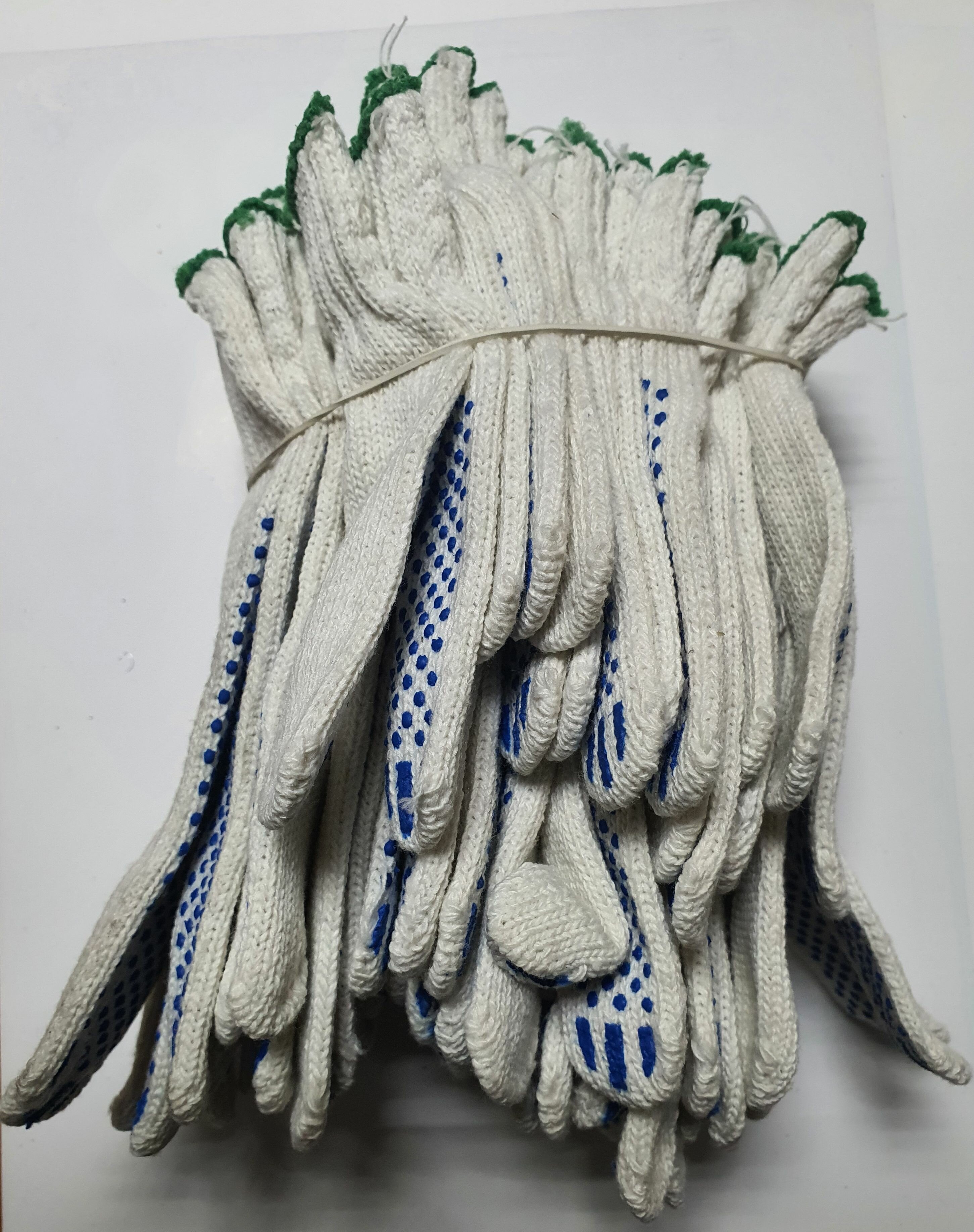перчатки ХБ ПВХ 6-ти нитка 7,5класс Белые Точка (10/200) - фотография № 1