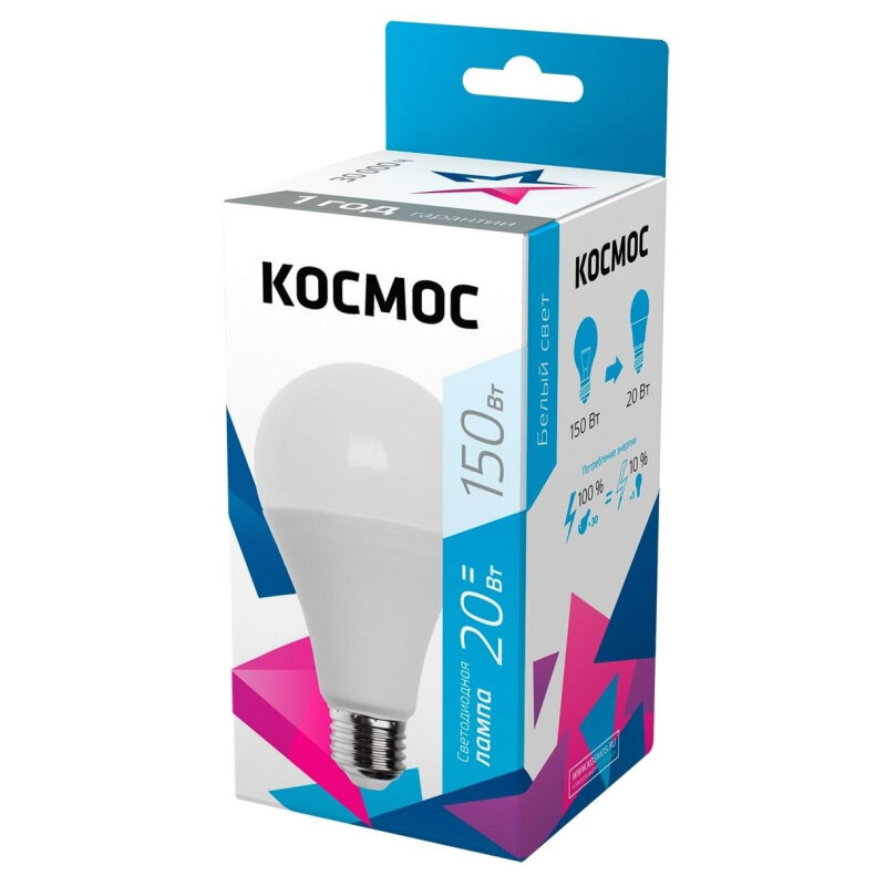Лампа светодиодная космос А60 20W Е27 4500K LkecLED20wA60E2745