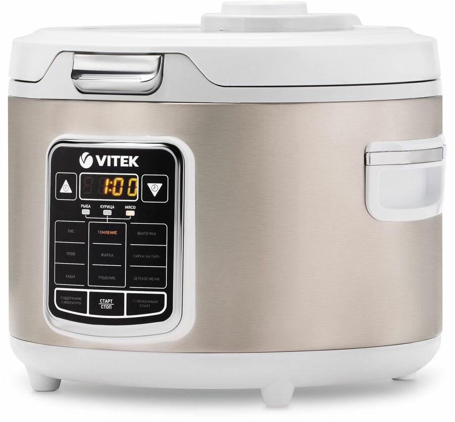 Мультиварка VITEK VT-4281 W, 800Вт, серебристый/белый [4281-vt]