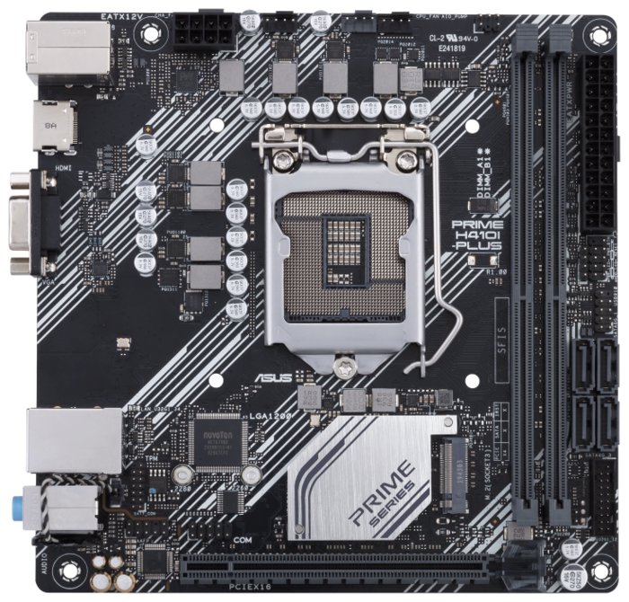 ASUS Материнская плата Socket1200 ASUS PRIME H410I-PLUS/CSM (iH410, 2xDDR4, M.2, SATA III, PCI-E, D-Sub, HDMI, 1Гбит LAN, USB3.2, mini-ITX) (ret)