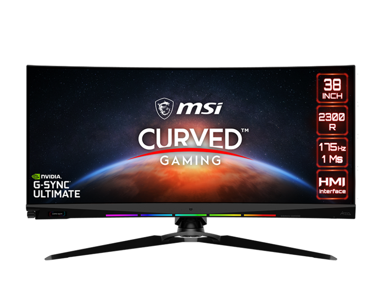 MSI Монитор MSI Optix MEG381CQR PLUS 37.5" 21:9 WQHD(3840x1600)Rapid IPS Curve 2300R,5ms(GTG),1000:1,100M:1,450nit,2xHDMI 2.0,DP 1.4,3xUSB 3.2 Type-A,USB 3.2 Type-B,Webcam,Tilt,Swivel,Height,VESA,175Hz,3y w-ty