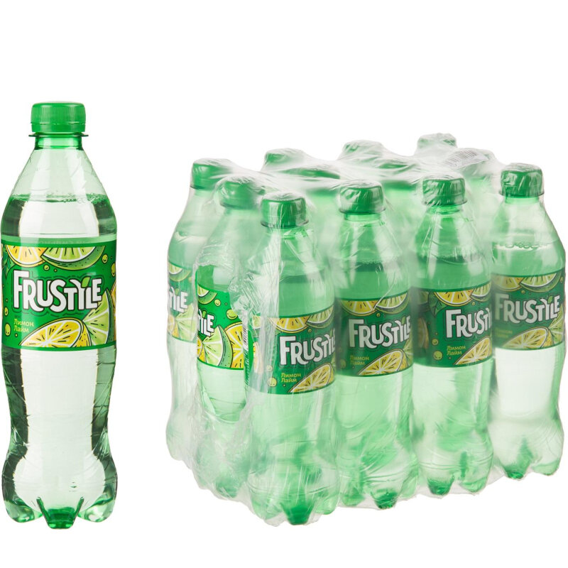 Напиток Frustyle со вкусом Лимон Лайм газированный пэт 0,5л 12шт/уп - фотография № 1